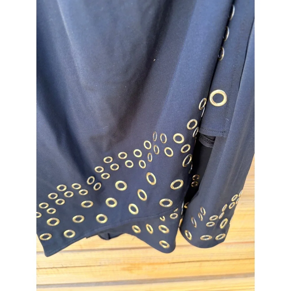 Michael Kors Navy Blue Long Sleeve Grommet Hem Wrap Dress MH48VJNS32 Mens S